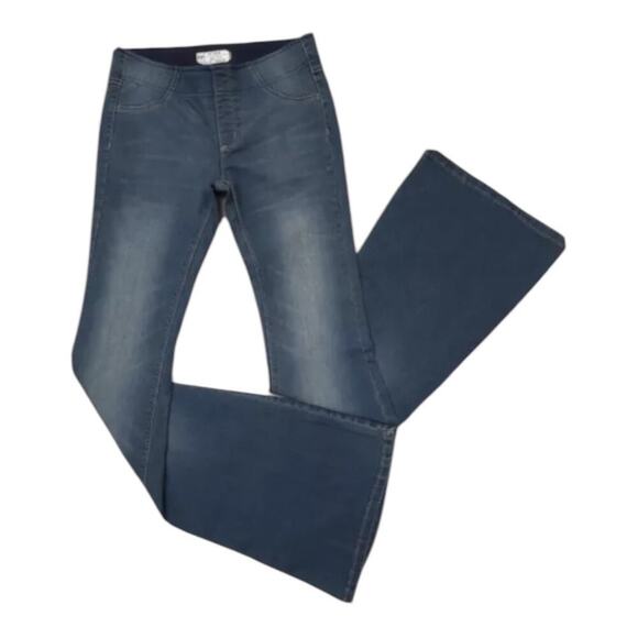 Free People Jeans Women’s Size 24 Dark Wash Flare Bell Bottom Low Rise Elastic - Picture 11 of 11